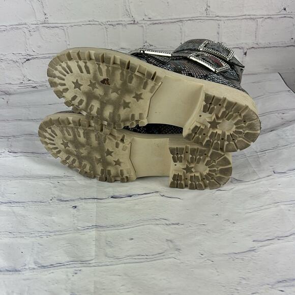 True Craft Pink Multi Text Mila Snakeskin Print Colorful Faux Leather Boots 7.5 - Picture 6 of 8